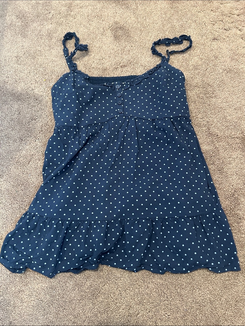 Hollister Navy Blue Polka Dot Spaghetti Strap Camisole Dress
